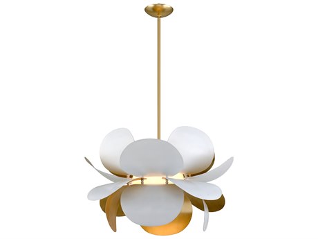 Corbett Lighting Ginger 1-Light White Gold Leaf Glass Pendant