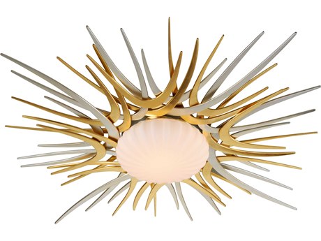 Corbett Lighting Helios 1-Light Silver And Gold Leaf Glass LED Flush Mount