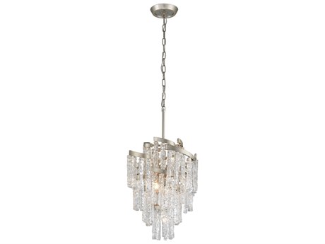 Corbett Lighting Mont Blanc 7-Light Modern Silver Leaf Glass Tiered Pendant