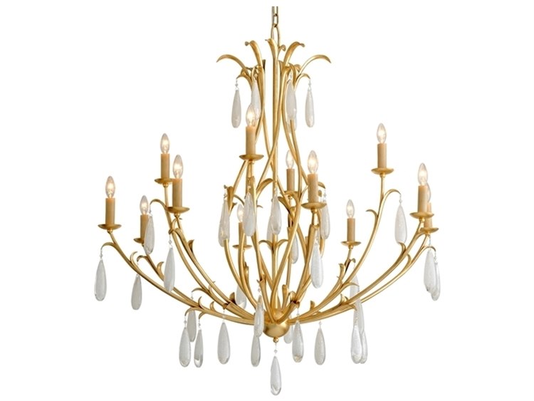 Photos - Chandelier / Lamp Corbett Lighting Prosecco 12-Light Gold Leaf Glass Chandelier 293-012-GL 