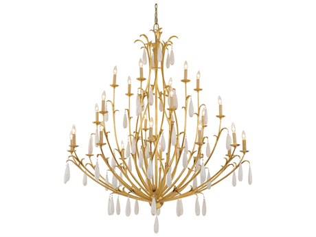 Corbett Lighting Prosecco 24-Light Gold Leaf Glass Chandelier