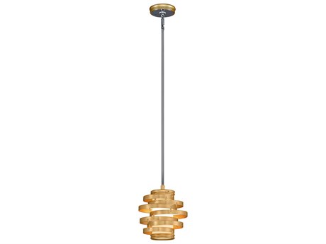Corbett Lighting Vertigo 1-Light Gold Leaf Polished Stainless Steel LED Geometric Mini Pendant