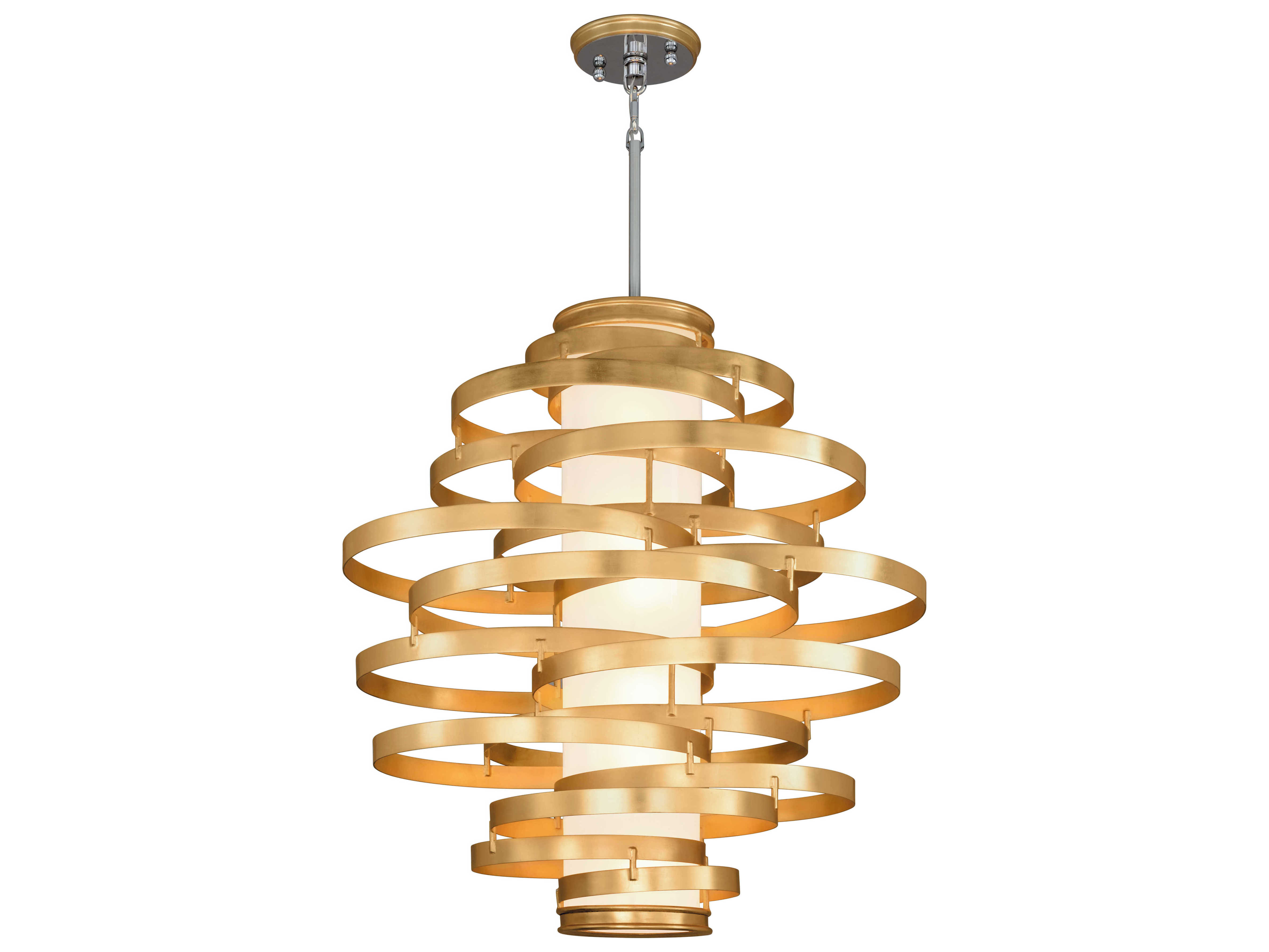 Corbett Lighting Vertigo Gold Leaf Polished Stainless Six Light 45 Corbett Lighting Vertigo Gold Leaf