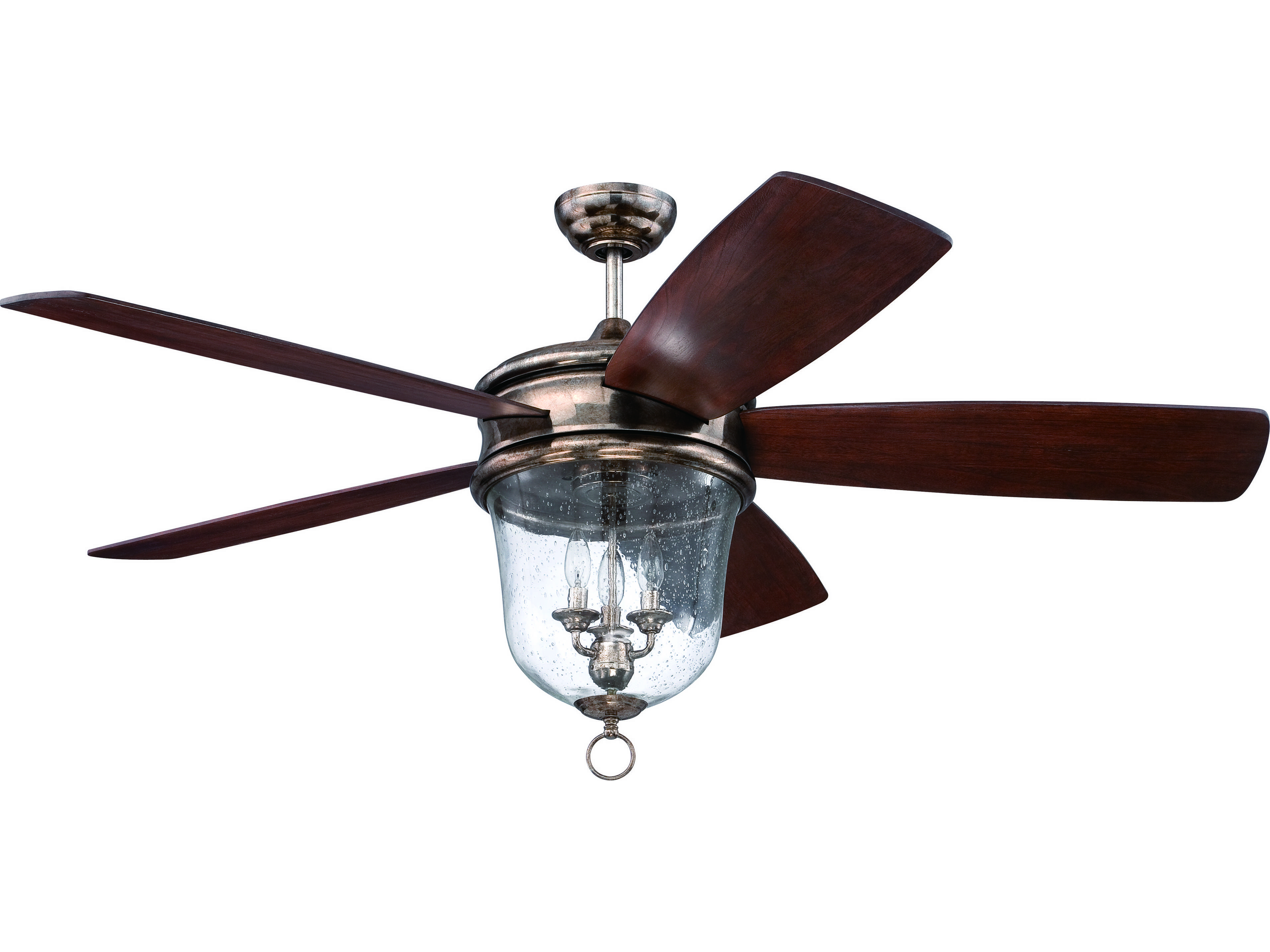 Craftmade Fredericksburg Tarnished Silver Three Light 52 Inch Wide Ceiling Fan With Fredericksburg Walnut Blades