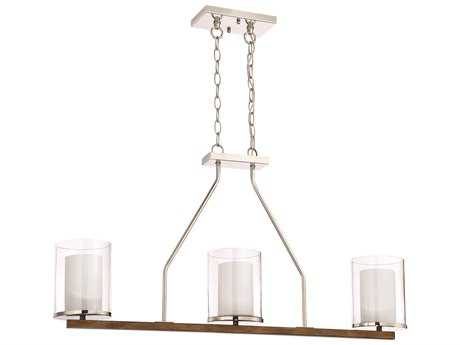 Craftmade Lark 3-Light Polished Nickel Whiskey Barrel Brown Glass Cylinder Island Pendant