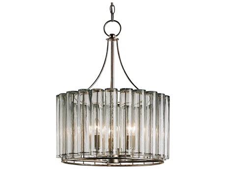 Luxecor Vistas 3-Light Silver Leaf Glass Candelabra Drum Chandelier