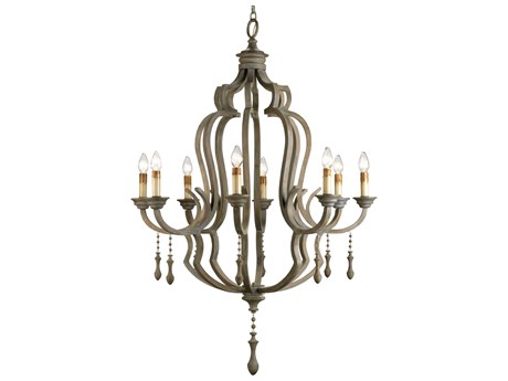 Luxecor Waterloo 8-Light Washed Gray Wood Candelabra Chandelier