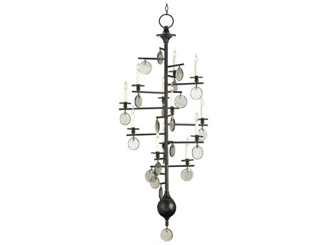Luxecor Vistas 12-Light Old Iron recycled Glass Black Candelabra Tiered Chandelier