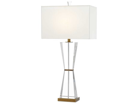 Luxecor Laelia Crystal Clear Antique Brass Off White Shantung Buffet Lamp