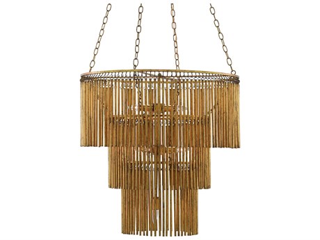 Luxecor Mantra 7-Light Gold Leaf Tiered Chandelier
