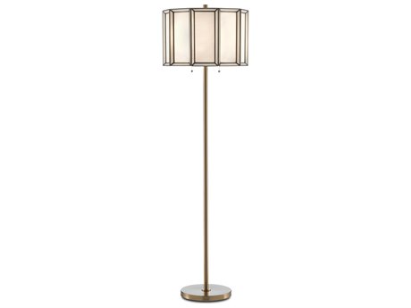 Luxecor Vistas Glass Antique Brass White Floor Lamp