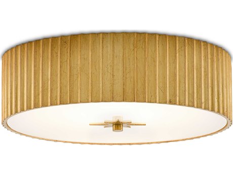 Luxecor Caravel 1-Light Gold Leaf Glass LED Drum Flush Mount