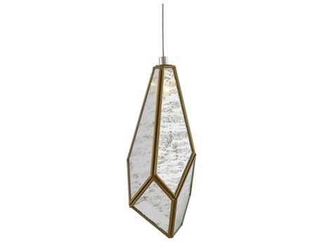 Luxecor Vistas 1-Light Painted Silver Antique Brass Glass Mini Pendant
