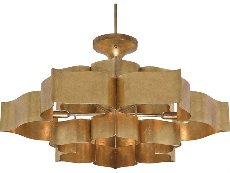 Currey Company Grand Lotus Two Tier Six Light Semi Flush Mount Currey Company Grand Lotus Two Tier Six Light Semi Flush Mount