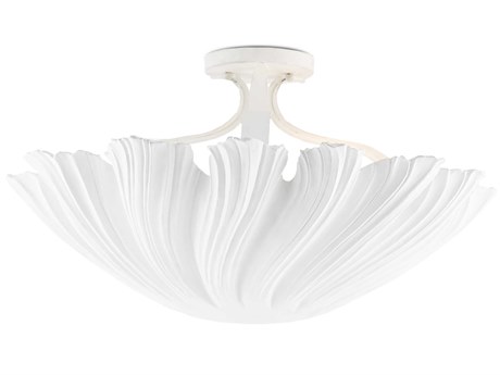 Luxecor Vistas 3-Light Gesso White Bowl Semi Flush Mount