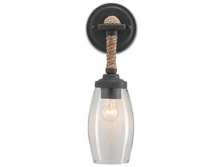 Luxecor Vistas French Black Natural Brown Glass Wall Sconce