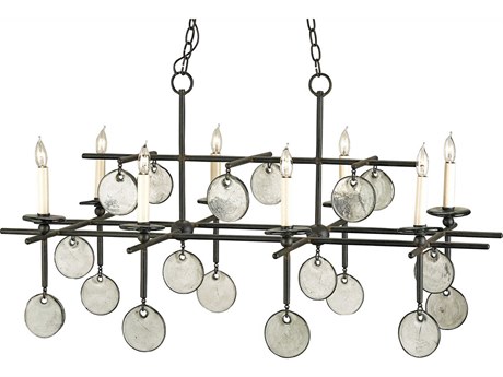 Luxecor Vistas 8-Light Old Iron recycled Glass Black Island Pendant