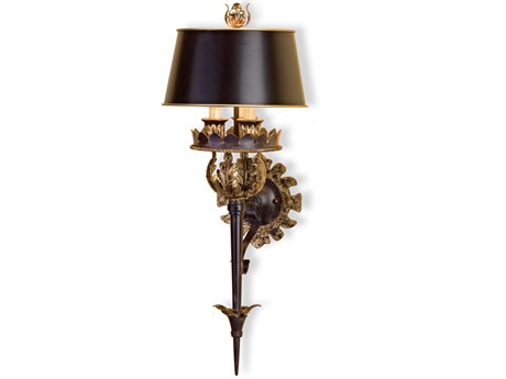 Luxecor Duke 3-Light Zanzibar Gold Leaf zanzibar Black Wall Sconce