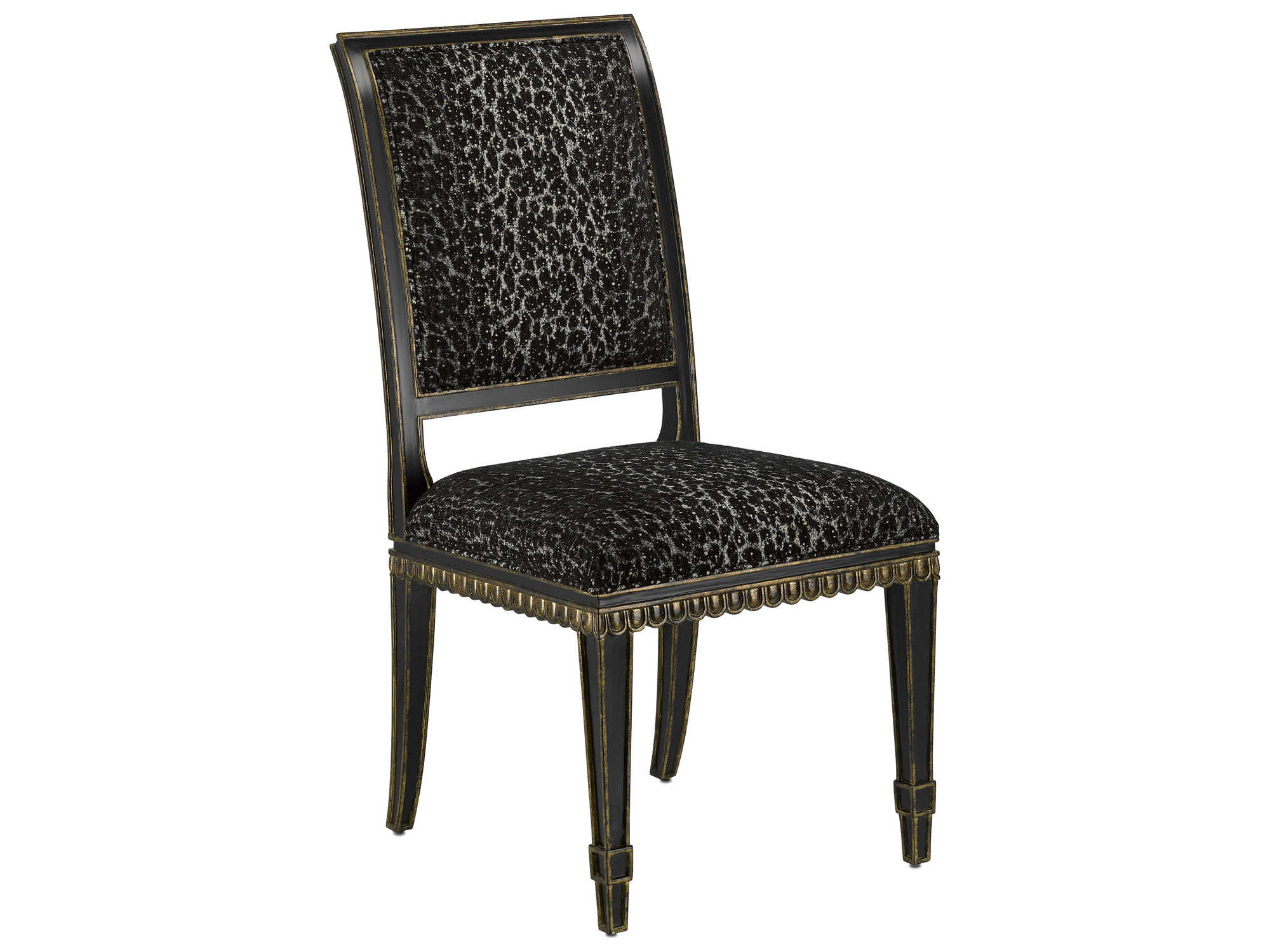 Currey & Company Ines Caviar Black / Antique Panther Side Dining Chair