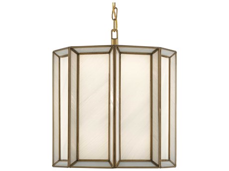 Luxecor Vistas 1-Light Antique Brass White Glass Cylinder Mini Pendant
