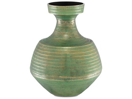 Currey Company Nallan Antique Brass Green Vase Cy12000022