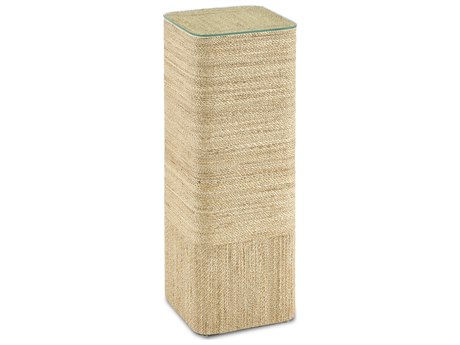 Luxecor Malibay Square Glass Natural Abaca Rope End Table