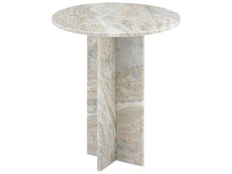 Luxecor Harmon Round Marble Natural End Table