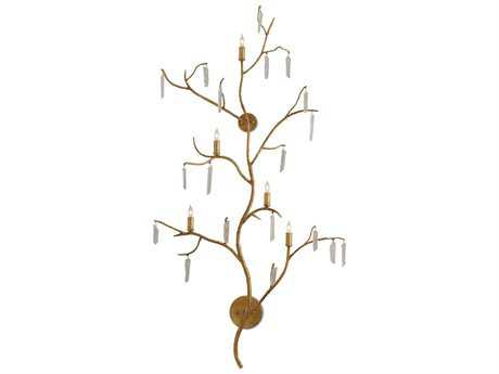 Luxecor Vistas 5-Light Washed Lucerne Gold natural Crystal Wall Sconce