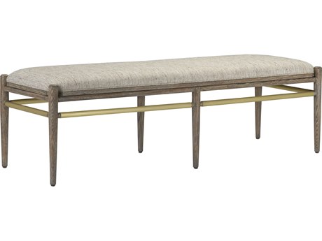 Currey & Company Visby Calcutta Linen Light Pepper Brown Upholstered Accent Bench