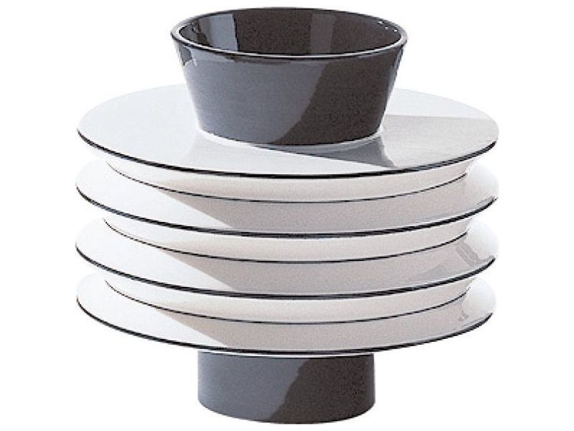 Driade Linde Burkhardt Reinach White Vase With Black Decoration