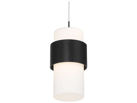 dweLED by WAC Lighting Banded 1-Light Black LED Cylinder Mini Pendant