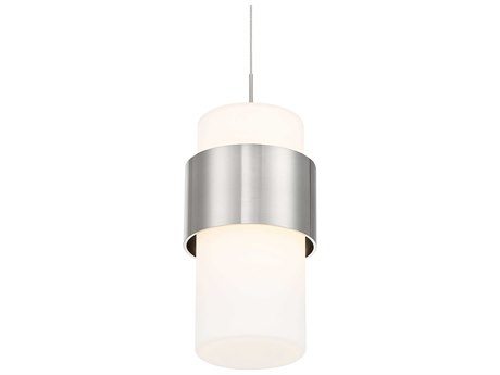 dweLED by WAC Lighting Banded 1-Light Brushed Nickel LED Cylinder Mini Pendant