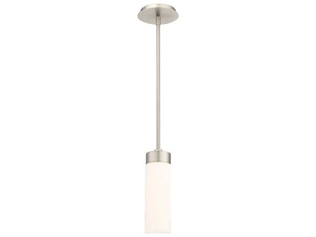 dweLED by WAC Lighting Elementum 1-Light Satin Nickel Glass LED Cylinder Mini Pendant