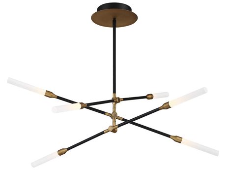 dweLED by WAC Lighting Houdini 6-Light Black Aged Brass LED Linear Pendant