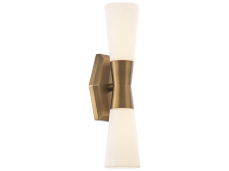 dweLED by WAC Lighting Locke 2-Light Aged Brass Glass LED Wall Sconce