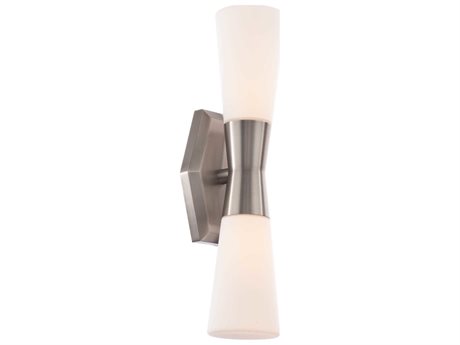 dweLED by WAC Lighting Locke 2-Light Brushed Nickel Glass LED Wall Sconce