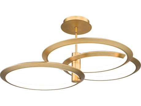 dweLED by WAC Lighting Solaris 3-Light Aged Brass LED Geometric Round Pendant