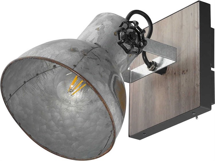 Eglo Barnstaple 1-Light Distressed Zinc Black Steel Wall Sconce