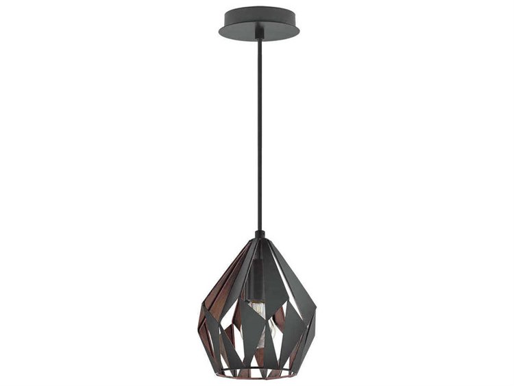 Eglo Carlton 1-Light Matte Black Copper Geometric Mini Pendant