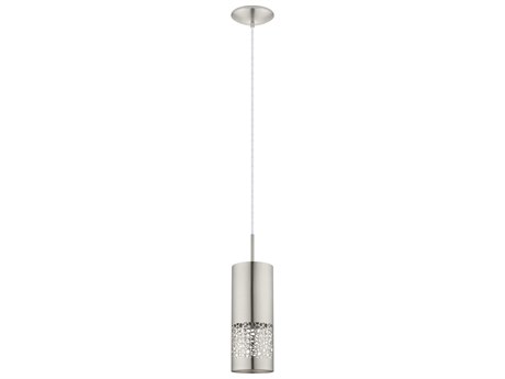 Eglo Carmelia 1-Light Satin Nickel Cylinder Mini Pendant