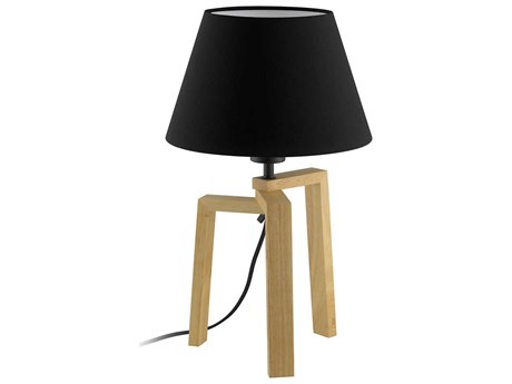 Eglo Chietino Wood Black Exterior White Interior Fabric Brown Table Lamp