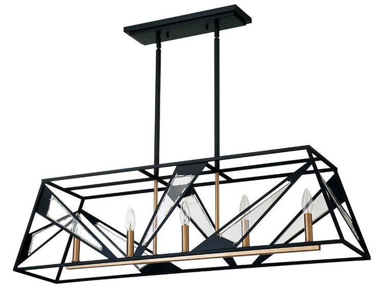 Eglo Corrietes 5-Light Matte Black Geometric Island Pendant