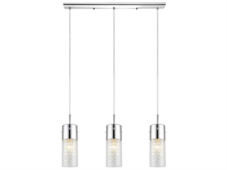 Eglo Diamond 3-Light Chrome Cylinder Linear Island Pendant