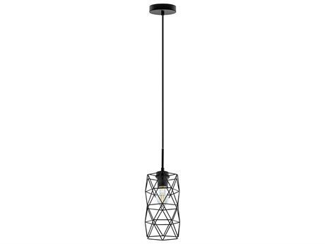 Eglo Estevau 1-Light Matte Black Cylinder Geometric Mini Pendant