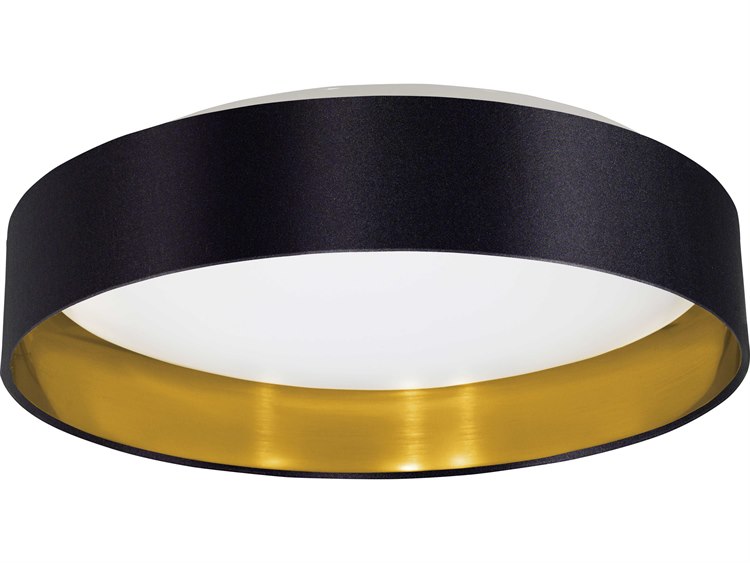 Eglo Maserlo Black Gold 16 Wide Led Semi Flush Mount Light With Black Gold Fabric
