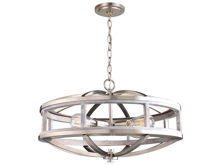 Eglo Montrose 4-Light Acia Wood Brushed Nickel Chandelier
