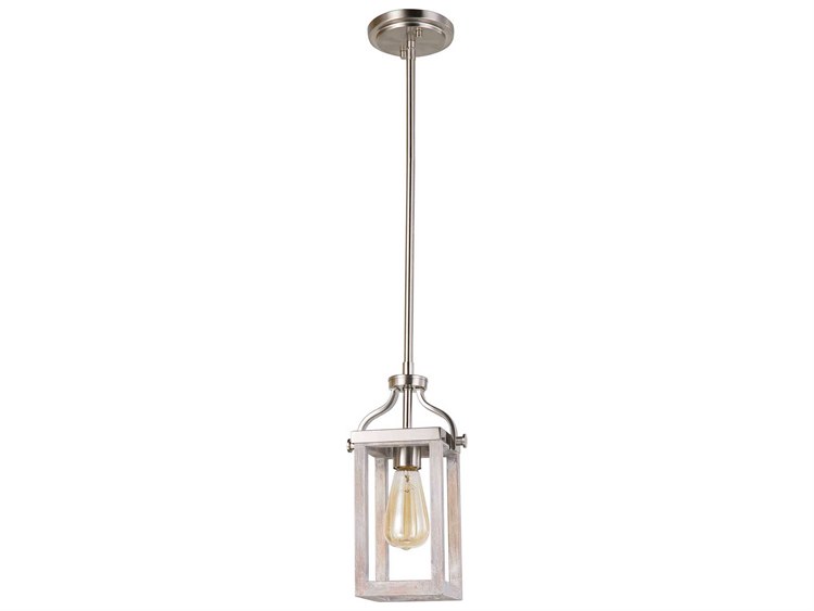 Eglo Montrose 1-Light Acia Wood Brushed Nickel Lantern Mini Pendant