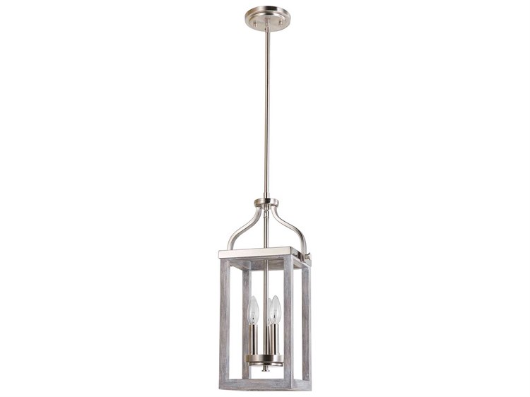 Eglo Montrose 3-Light Acia Wood Brushed Nickel Mini Pendant