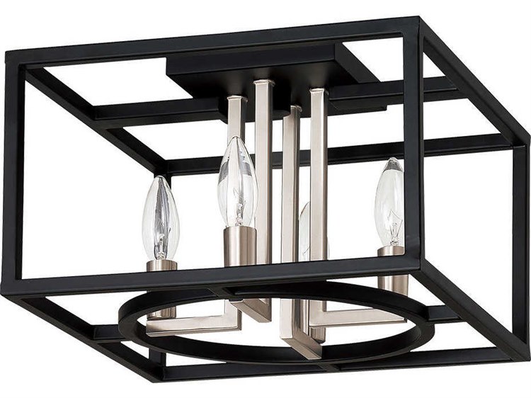 Eglo Mundazo 4-Light Black Brushed Nickel Flush Mount