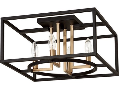 Eglo Mundazo 4-Light Black Brushed Gold Flush Mount